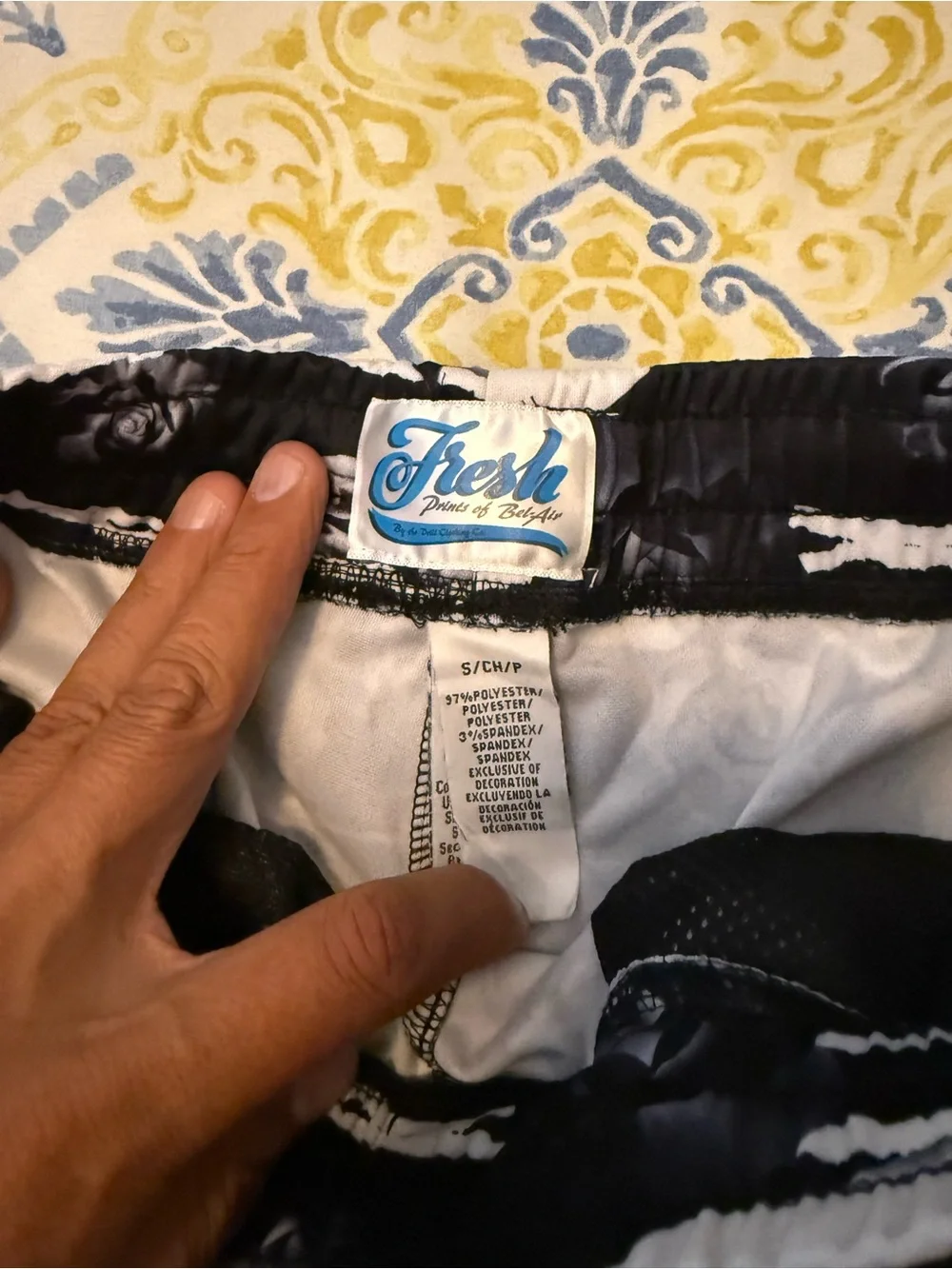 Fresh Black & White Rose Stripe Swim Board Shorts